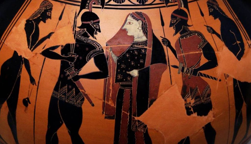 Helen và Menelaus tranh gốm Hy Lạp cổ đại